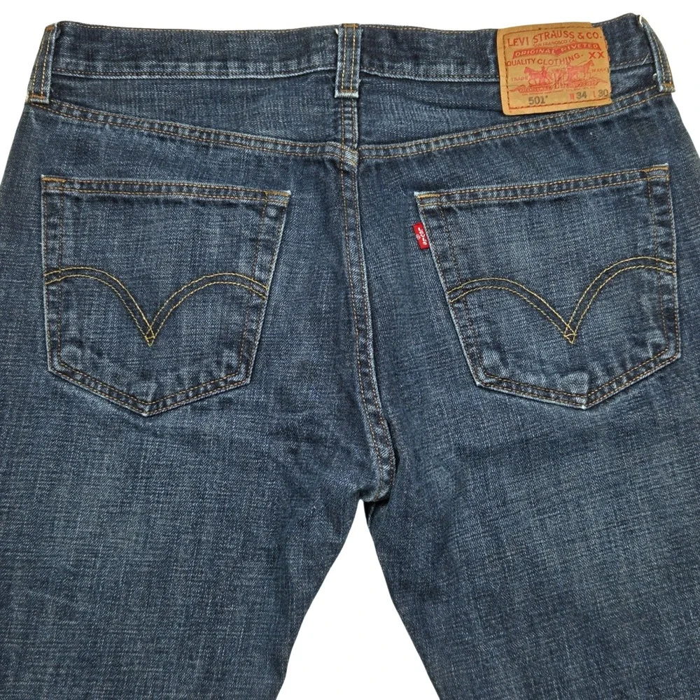 Vtg Levi's 501 Original Jeans Mens‎ 34x30 Dark Wash Blue Straight Leg Denim